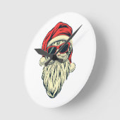 Santa-Klasse mit Brille Runde Wanduhr (Winkel)