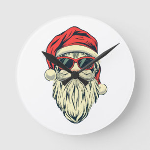 Santa-Klasse mit Brille Runde Wanduhr