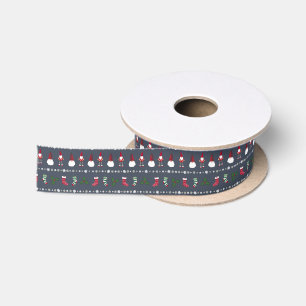 Santa Klaus, Geschenke und Weihnachts-Strumpf Satinband