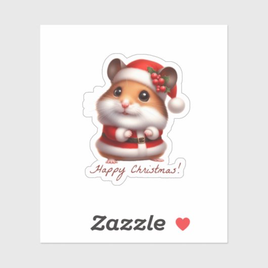 Santa-Klausel Hamster, lustiger Hamster Aufkleber (Blatt)