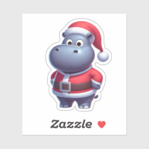 Santa-Klausel Hippo, lustiges Hippo Aufkleber