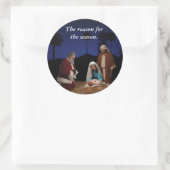Santa Kneeling an der Geburt Runder Aufkleber (Tasche)