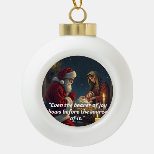 Santa Kneeling auf der Wut Keramik Kugel-Ornament (Vorderseite)