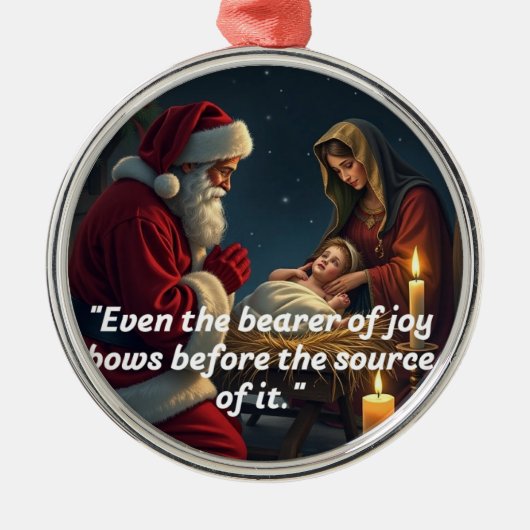 Santa Kneeling auf der Wut Ornament Aus Metall (Vorne)