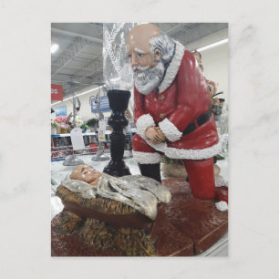 Santa Kneeling vor Christus Postkarte