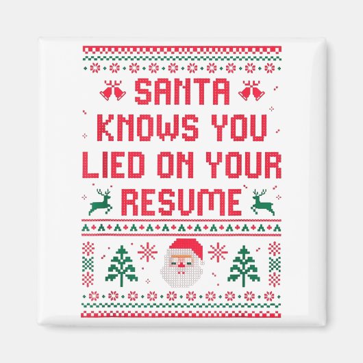 Santa Knows You Lied On Your Resume Funny Office C Magnet (Vorne)
