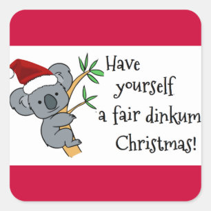 Santa Koala - Fair Dinkum Quadratischer Aufkleber