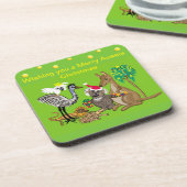 Santa koala gibt Aussie Weihnachtsgeschenke Getränkeuntersetzer (Linke Seite)