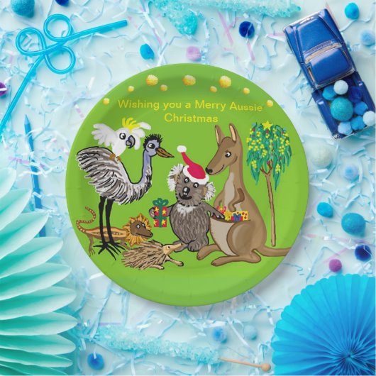 Santa koala gibt Aussie Weihnachtsgeschenke Pappteller (Party)