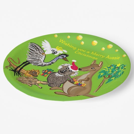 Santa koala gibt Aussie Weihnachtsgeschenke Pappteller (Schrägansicht)