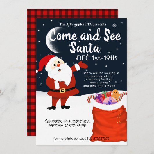 Santa kommen und Sandata Weihnachten Weihnachten Einladung (Vorne/Hinten)