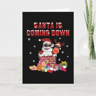 Santa kommt den Schornstein herunter Karte