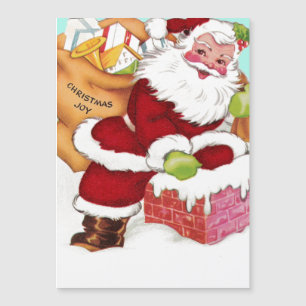 Santa kommt den Schornstein herunter Weihnachtskar Magnetkarte