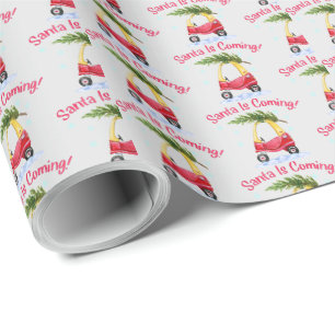 Santa kommt die Kinder Weihnachtsbaum Red Car Geschenkpapier
