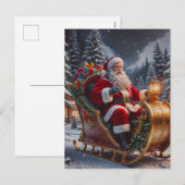 Santa kommt. feiertagspostkarte (Vorne/Hinten)