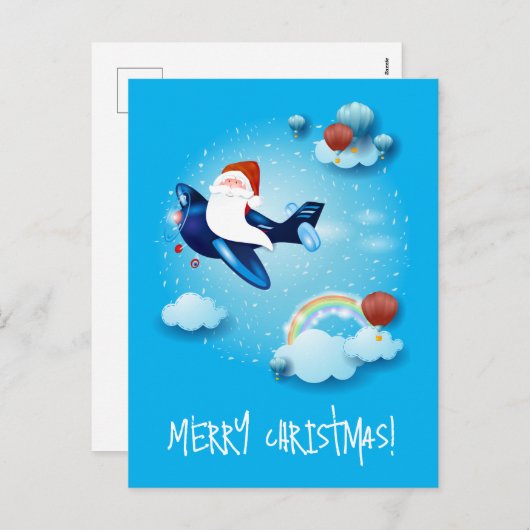 Santa kommt feiertagspostkarte (Vorne/Hinten)