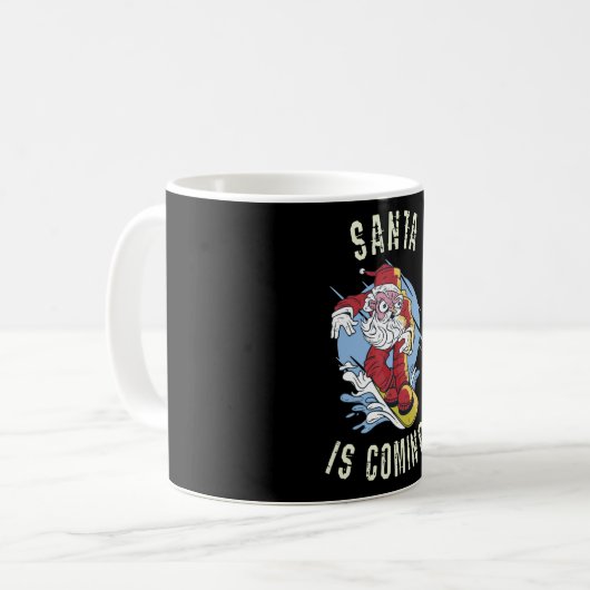 Santa kommt mit dem Snowboard Kaffeetasse (Vorderseite Links)