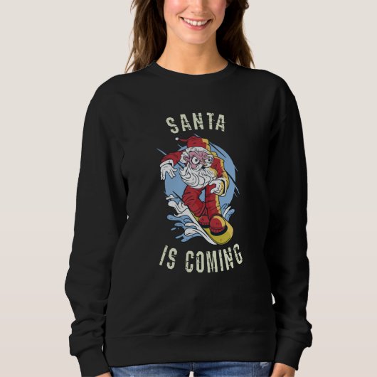 Santa kommt mit dem Snowboard Sweatshirt (Vorderseite)