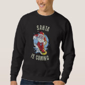 Santa kommt mit dem Snowboard Sweatshirt (Vorderseite)