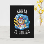 Santa kommt mit Surfboard Karte (Gelbe Blume)