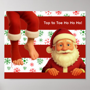 Santa Kopf & Beine Nordpol Spaß Weihnachtsdesign Poster
