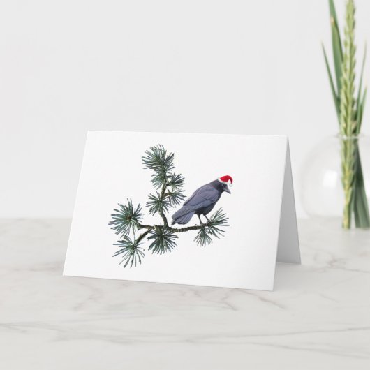 Santa Krähe Kiefer Weihnachtskarte Karte (Vorderseite)