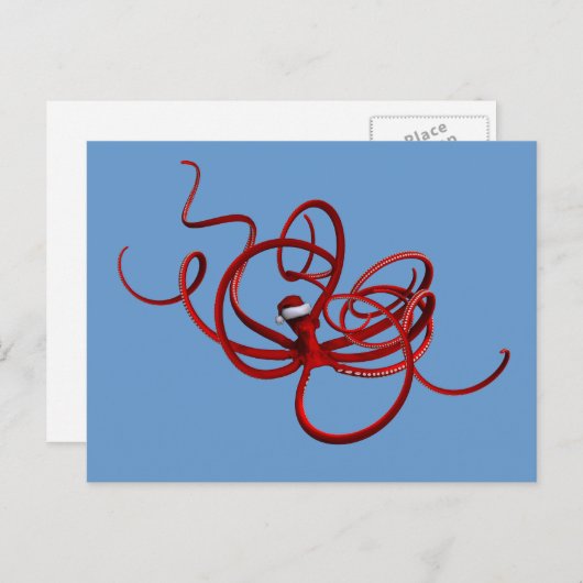 Santa Kraken Feiertagspostkarte (Vorne/Hinten)