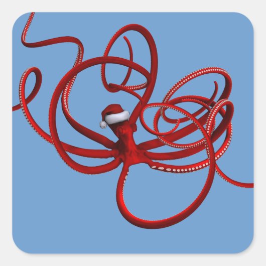 Santa Kraken Quadratischer Aufkleber (Vorderseite)