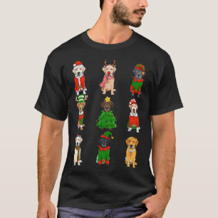 Santa Labrador Christmas Tree Lights ELF Rentier T-Shirt