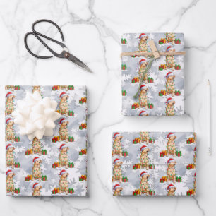 Santa Labrador Retriever Dog Weihnachtsleuchten Ge Geschenkpapier Set