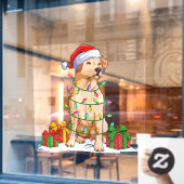 Santa Labrador Retriever Dog Wrap in Weihnachten Fensteraufkleber (Café-Fenster)