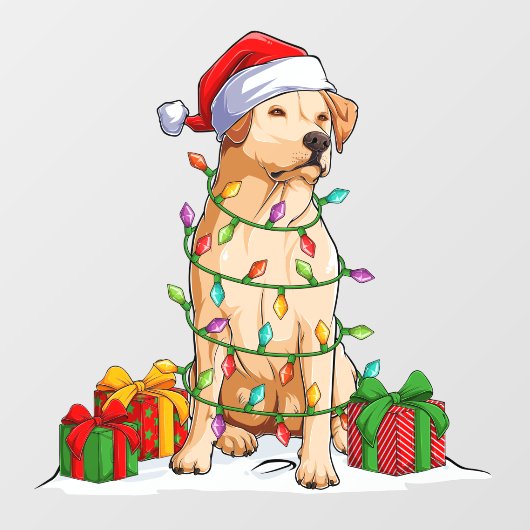 Santa Labrador Retriever Dog Wrap in Weihnachten Fensteraufkleber (Blatt)