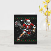 Santa Lacrosse Ugly Christmas Sweater Karte (Gelbe Blume)