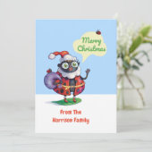 Santa Ladybug Custom Christmas Feiertagskarte (Stehend Vorderseite)