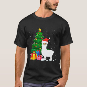 Santa Lama um den Weihnachtsbaum Xmas T-Shirt