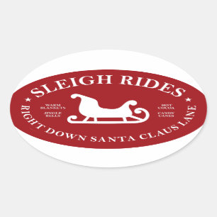 Santa Lane Sleigh Rides Ovaler Aufkleber