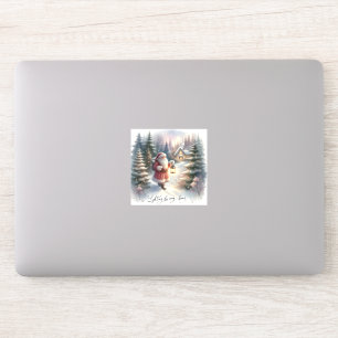 Santa Lantern Walk Winter Hütte Szene Aufkleber