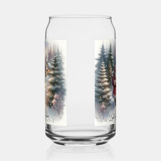 Santa Lantern Walk Winter Hütte Szene Dosenglas (Links)