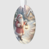 Santa Lantern Walk Winter Hütte Szene Ornament (Vorderseite)