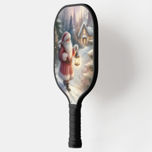 Santa Lantern Walk Winter Hütte Szene Pickleball Schläger (Links)