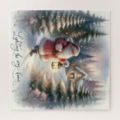 Santa Lantern Walk Winter Hütte Szene Puzzle (Horizontal)