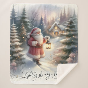 Santa-Laternenweg Winter Cottage Szene Sherpadecke