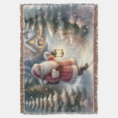 Santa-Laternenweg-Winterhäuschen-Szene Decke (Vorderseite Vertikal)