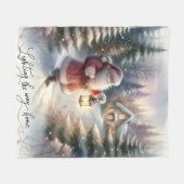 Santa-Laternenweg-Winterhäuschen-Szene Fleecedecke (Vorderseite (Horizontal))