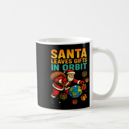 Santa Leaves In Orbit Funny Xmas Space Kaffeetasse (Rechts)