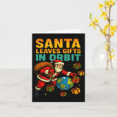Santa Leaves In Orbit Funny Xmas Space Karte (Gelbe Blume)