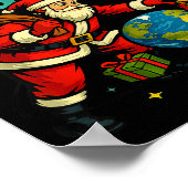 Santa Leaves In Orbit Funny Xmas Space Poster (Ecke)
