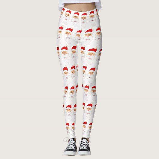 Santa Leggings mit seinem Gesichtshut und Bart (Vorderseite)