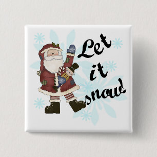 Santa Let it Schnee T - Shirt und Geschenke Button