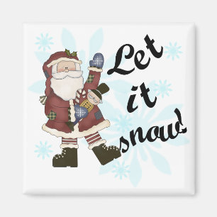 Santa Let it Schnee T - Shirt und Geschenke Magnet